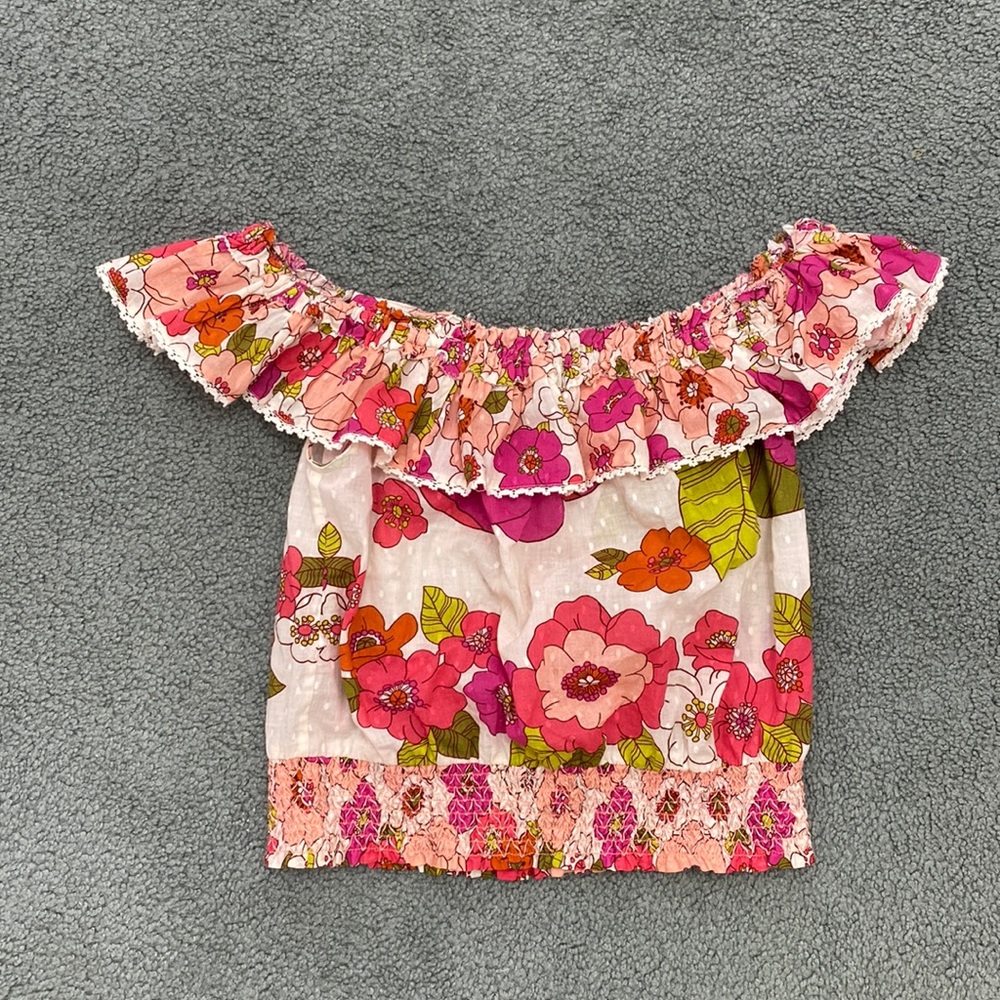 Love the Label Imogene Retro Floral Print Smocked Top